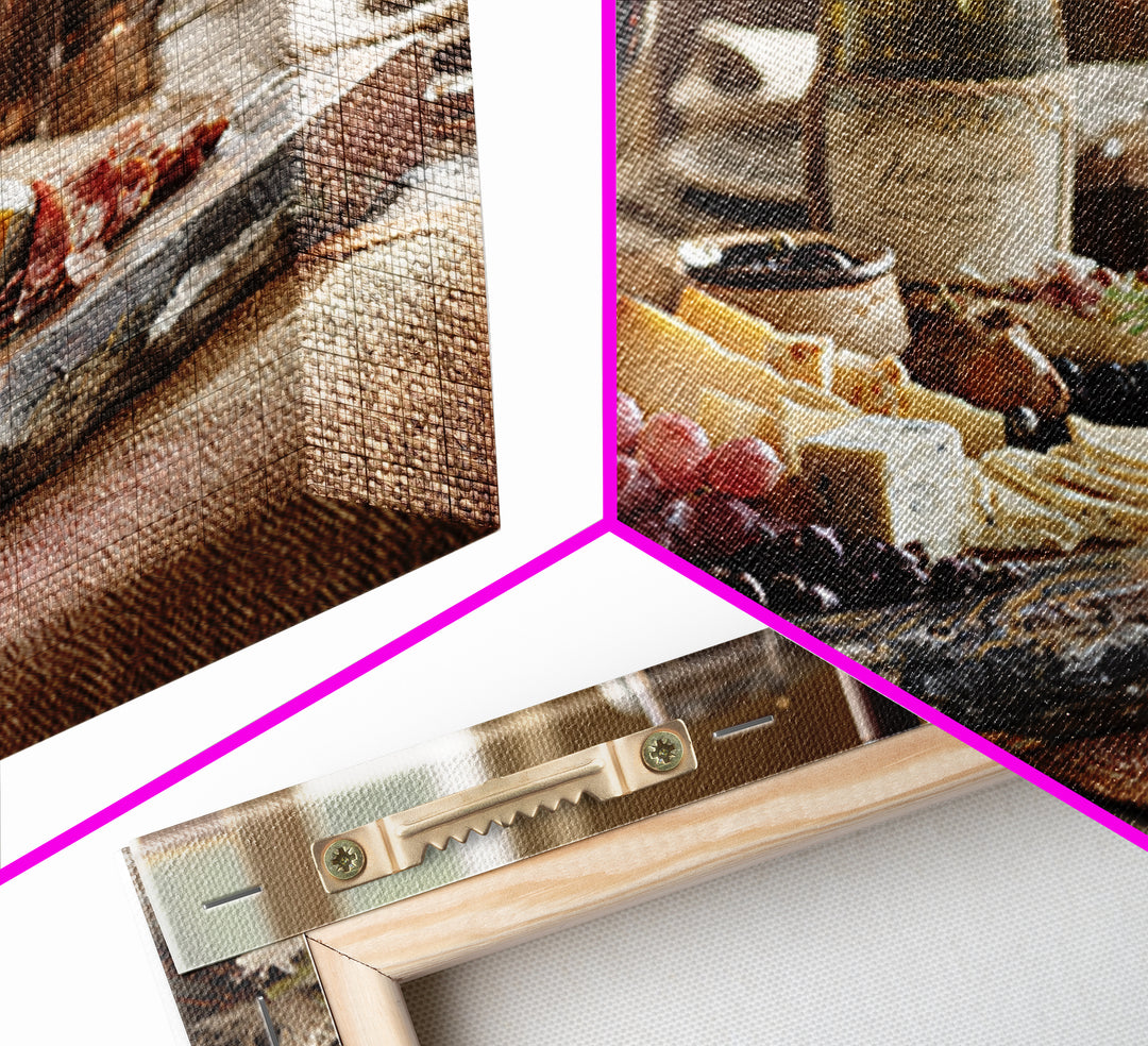 Charcuterie Board with Grapes and Cheese Canvas Print, Winery Art, Gallery Wall Art, Winery Decor, Fine Art, Vineyard, WIN-3x2-17