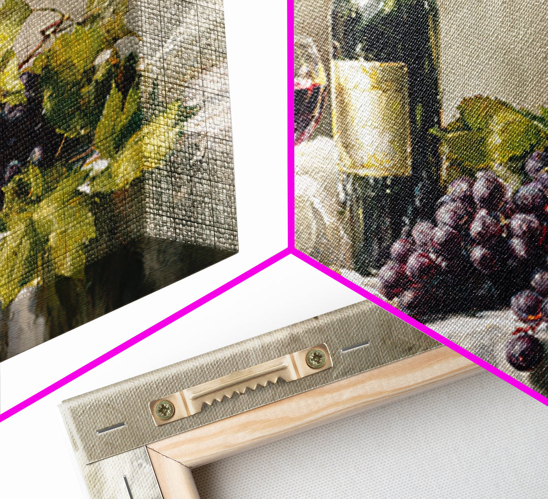 Champagne Grapes and White Linen Still Life Canvas Print, Winery Art, Living Room Art, Winery Decor, Abstract Art, Vineyard, WIN-3x2-33