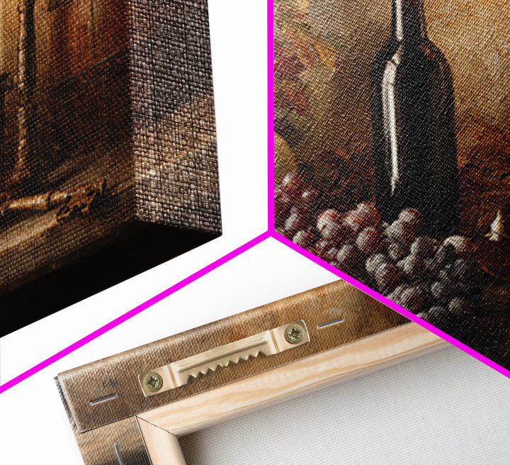 Old Cellar Key and Wine Label Shapes Framed Canvas Print, Winery Art, Travel Poster, Winery Decor, Abstract Art, Vineyard, WIN-3x2-40