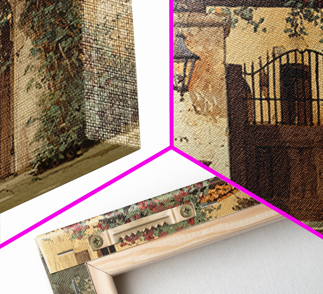 Vineyard Gate with Climbing Roses Canvas Print, Winery Art, Winery Decor, Abstract Art, Vineyard, Wall Hanging, WIN-3x2-43