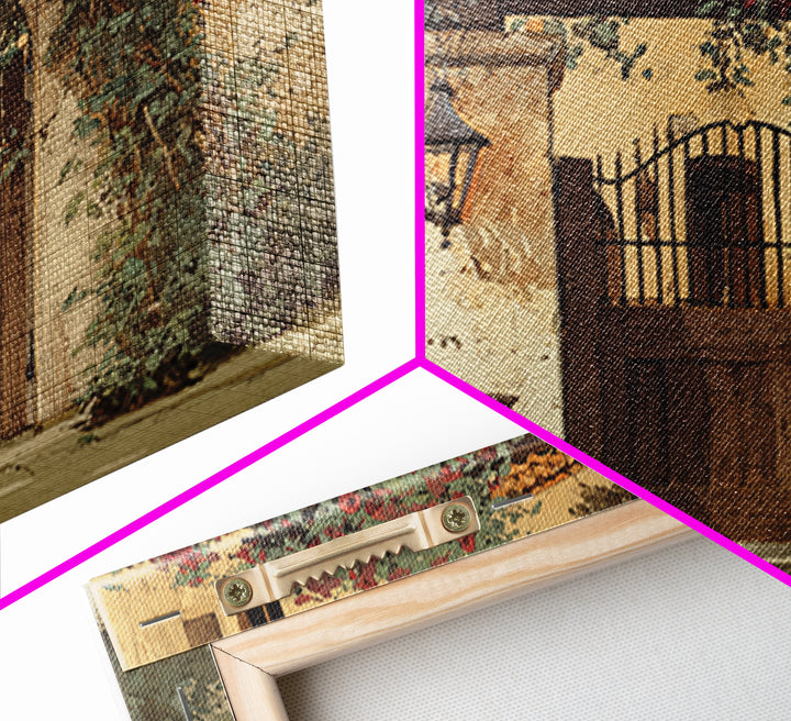 Vineyard Gate with Climbing Roses Canvas Print, Winery Art, Winery Decor, Abstract Art, Vineyard, Wall Hanging, WIN-3x2-43