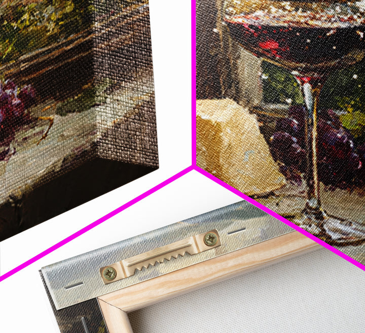 Champagne Coupe with Bubbles and Light Framed Canvas Print, Winery Art, Art Print, Winery Decor, Oil Painting, Vineyard, WIN-3x2-47