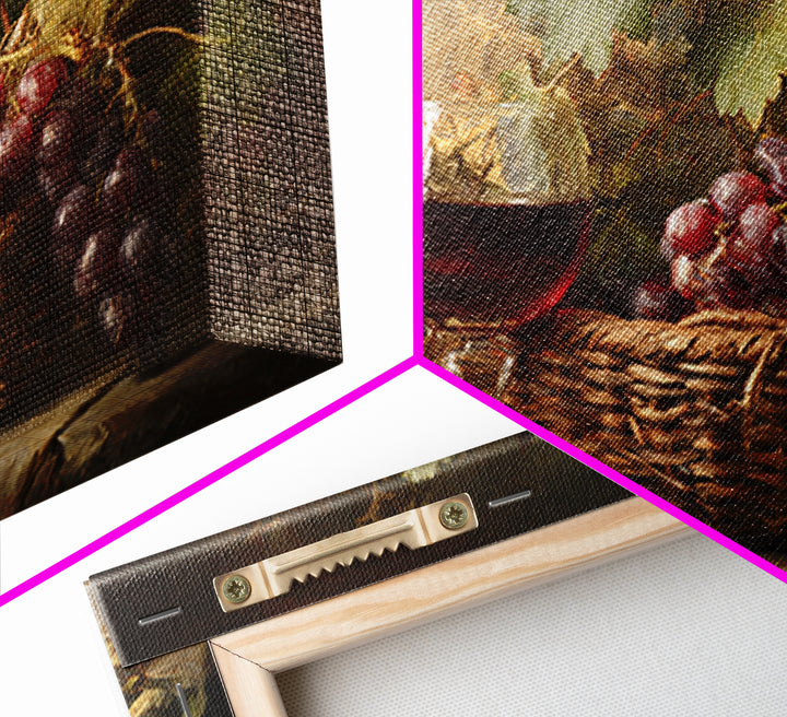 Wine Harvest Basket Framed Canvas Print, Winery Art, Kitchen Wall Decor, Winery Decor, Oil Painting, Vineyard, Fine Art Print, WIN-3x2-50
