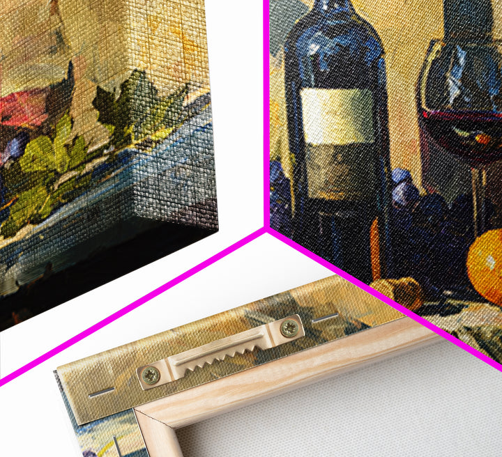 Tuscan Vineyard at Golden Hour Framed Canvas Print, Winery Art, Farmhouse Decor, Winery Decor, Oil Painting, Vineyard, WIN-3x2-55
