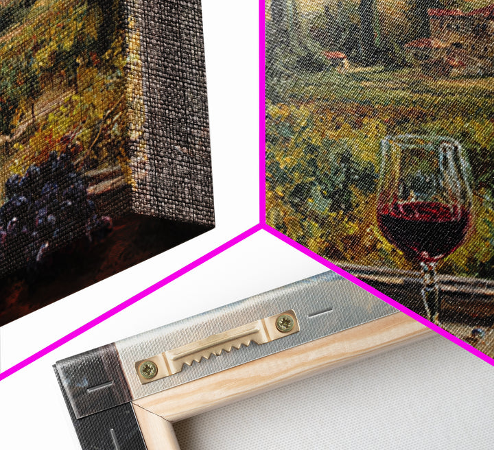 French Vineyard Hills Framed Canvas Print, Winery Art, Textured Painting, Winery Decor, Fine Art, Vineyard, Oil Painting, WIN-3x2-60