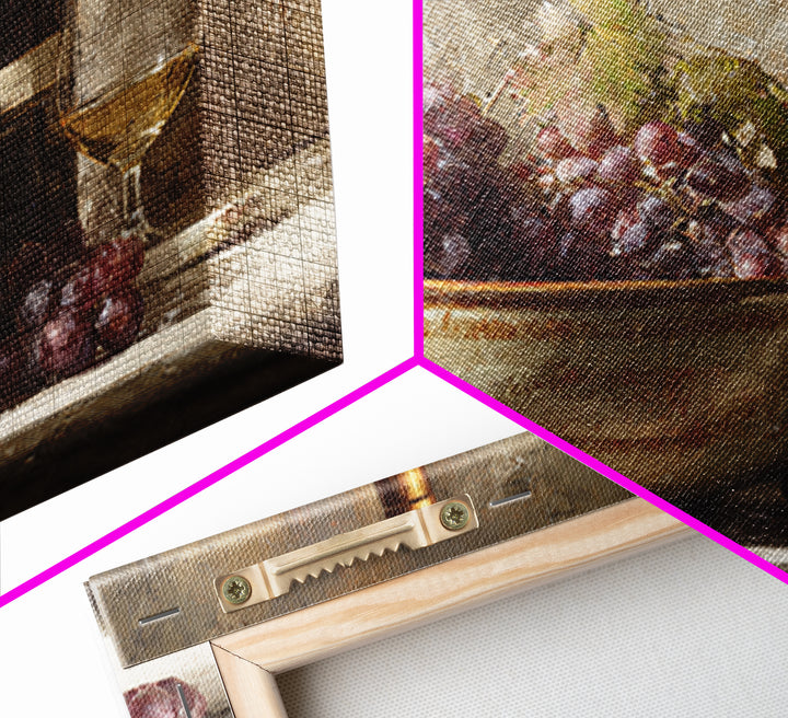 Grapes in a Ceramic Bowl with Shadows Canvas Print, Winery Art, Travel Poster, Winery Decor, Oil Painting, Vineyard, WIN-3x2-61