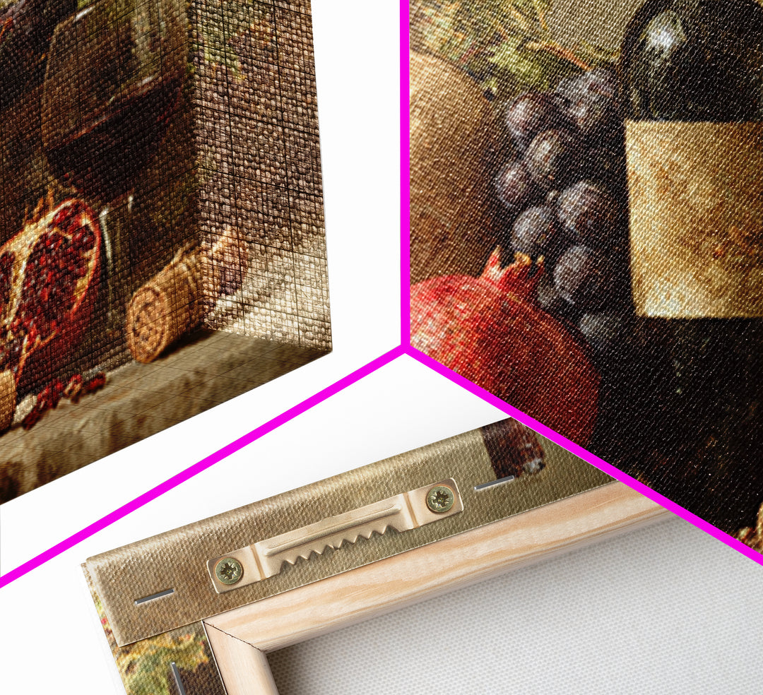 Pomegranate Figs and Red Wine Composition Framed Canvas Print, Winery Art, Gallery Decor, Winery Decor, Fine Art, Vineyard, WIN-3x2-69