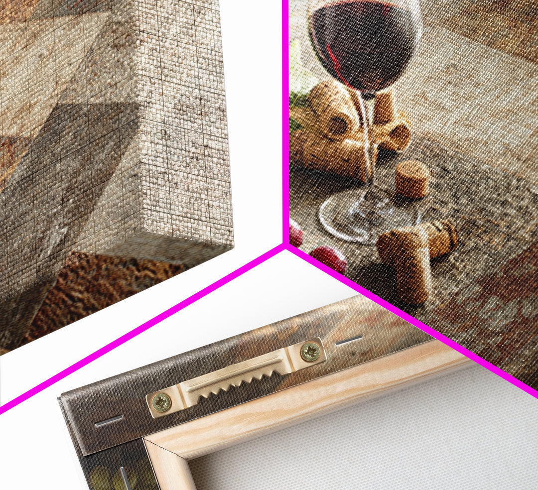 Corks Arranged as Geometric Pattern Framed Canvas Print, Winery Art, Retro Wall Art, Winery Decor, Abstract Art, Vineyard, WIN-3x2-70