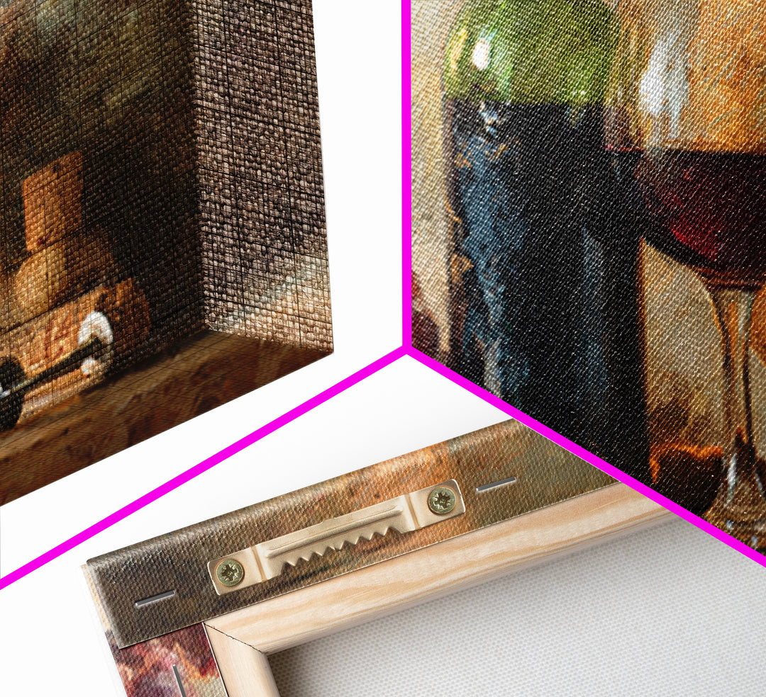 Corkscrew and Corks on Rustic Wood Framed Canvas Print, Winery Art, Kitchen Wall Decor, Winery Decor, Oil Painting, Vineyard, WIN-3x2-8