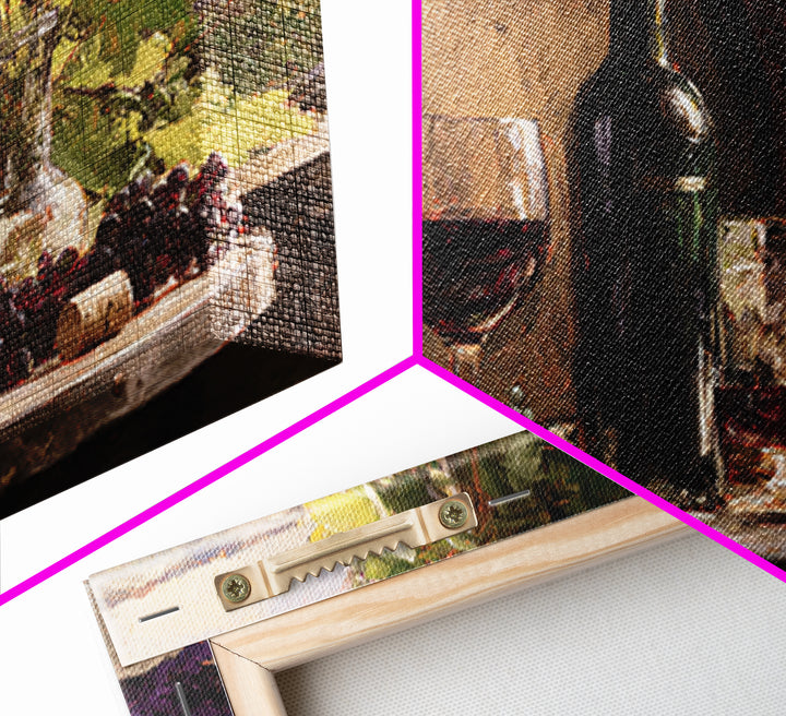 Wine Barrel with Lavender and Sunlight Framed Canvas Print, Winery Art, Travel Poster, Winery Decor, Oil Painting, Vineyard, WIN-3x2-82