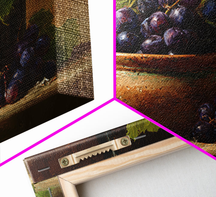 Grapes in a Ceramic Bowl with Shadows Framed Canvas Print, Winery Art, Statement Artwork, Winery Decor, Fine Art, Vineyard, WIN-3x2-85