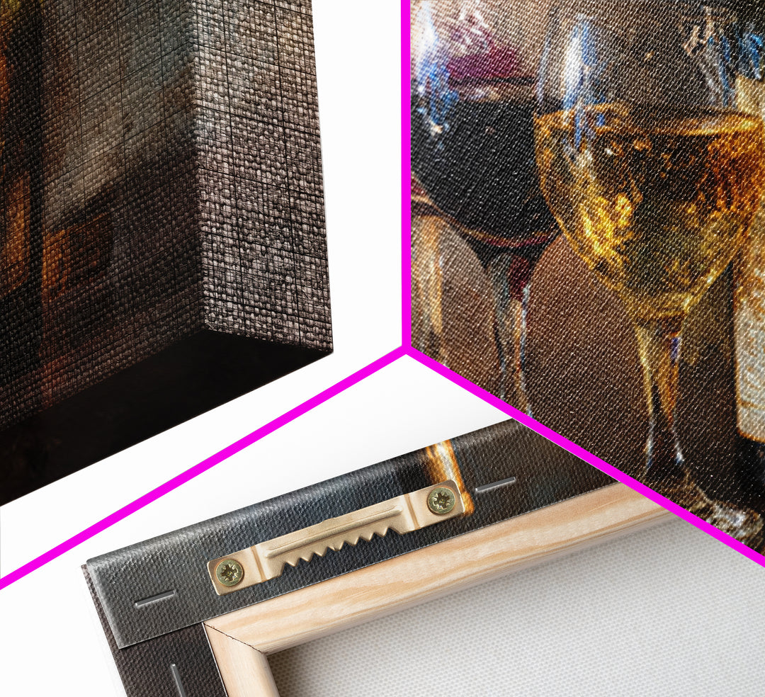 Wine Tasting Flight Rendered as Elegant Still Framed Canvas Print, Winery Art, Gallery Wall Art, Winery Decor, Vineyard, WIN-3x2-86