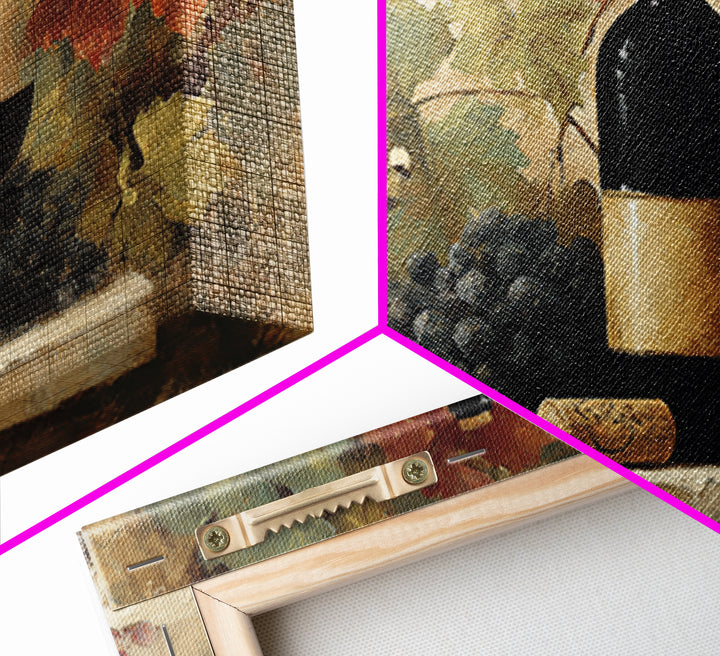 Black and Gold Wine Bottle Silhouette Framed Canvas Print, Winery Art, Painting, Winery Decor, Vineyard, Living Room Decor, WIN-3x2-92