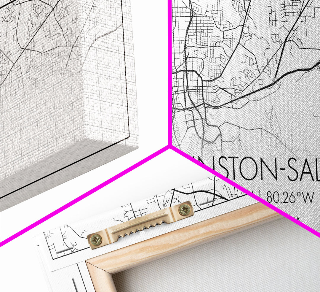 Winston Salem City Map, North Carolina Art, Map Print, Modern Wall Art, Wall Art, Canvas Art, Modern Office Art, Room Décor For Teens