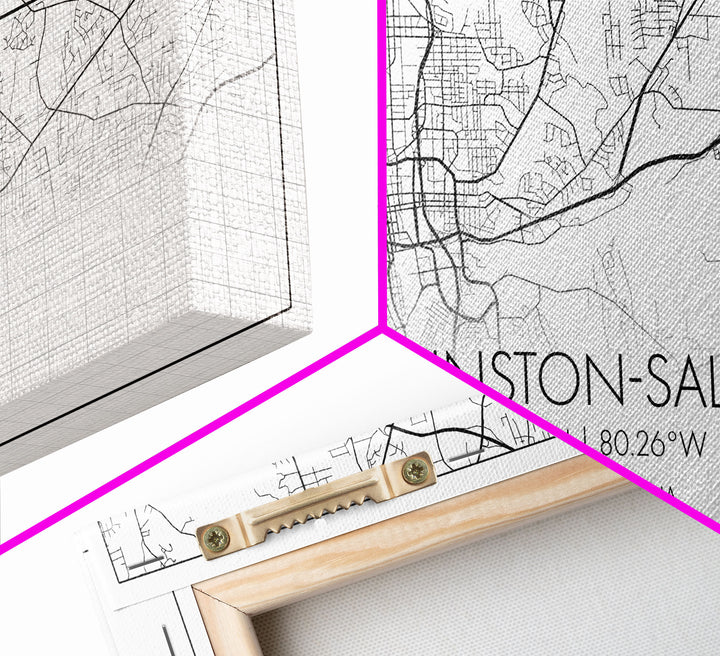 Winston Salem City Map, North Carolina Art, Map Print, Modern Wall Art, Wall Art, Canvas Art, Modern Office Art, Room Décor For Teens