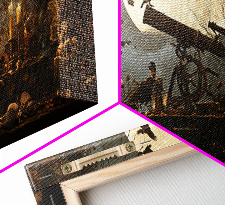 The Midnight Raven Observatory - Occult Still Life, Gothic Home Decor, Wide Panoramic Art, Canvas Print, Halloween Home Decor