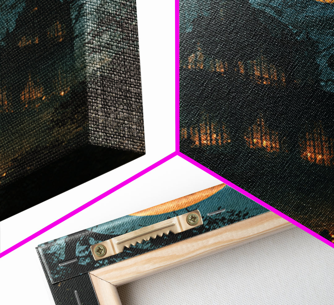 The Black Lace Haunted Conservatory - Icon Portrait, Halloween Wall Art, Vertical Wall Art, Framed Canvas Print, Halloween Home Decor