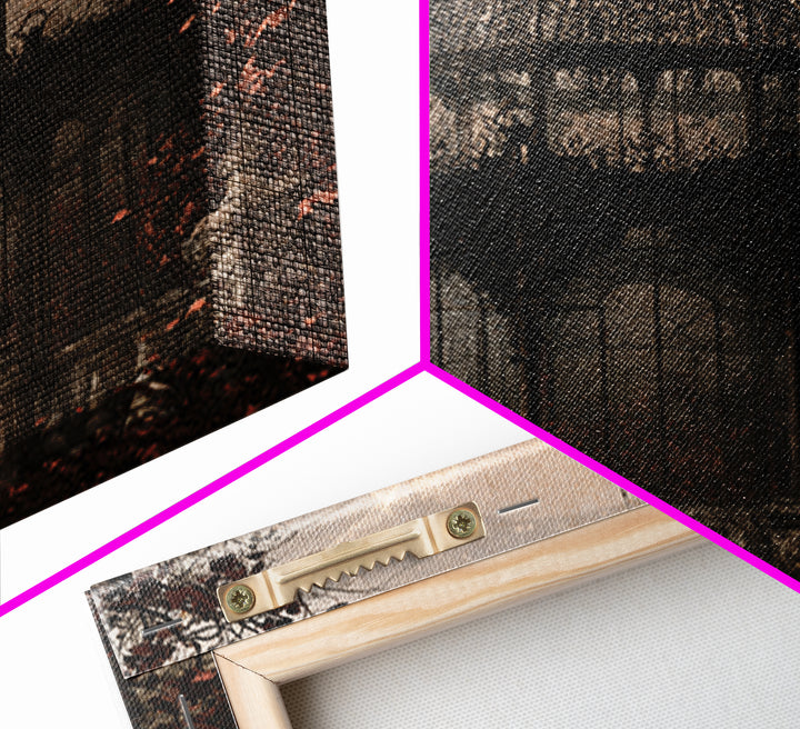 The Black Lace Haunted Conservatory - Icon Portrait, Spooky Wall Decor, Square Wall Art, Framed Canvas Print, Halloween Home Decor