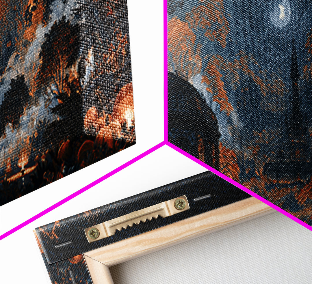 The Black Lace Haunted Conservatory - Environmental Panorama, Halloween Wall Art, Wide Panoramic Art, Framed Canvas Print, Gothic Wall Art