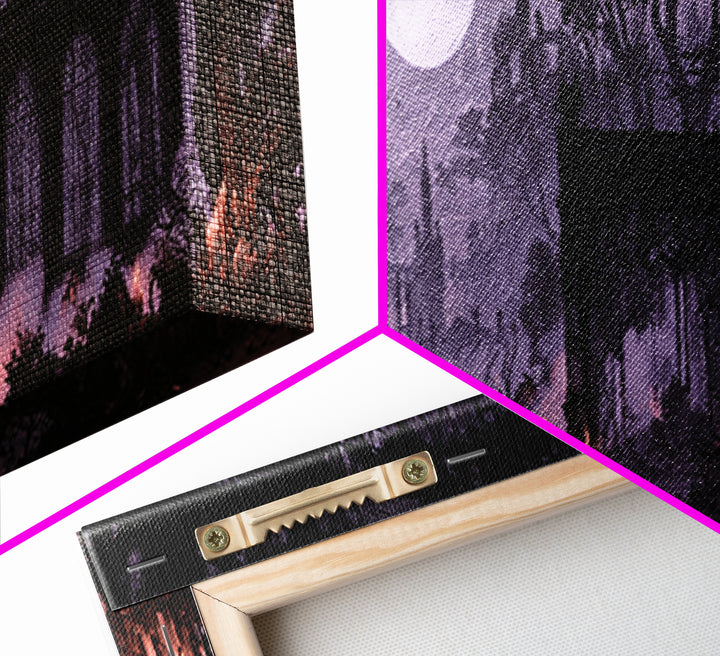 The Black Lace Haunted Conservatory - Environmental Panorama, Halloween Wall Art, Extra Wide Wall Art, Framed Canvas Print, Gothic Wall Art