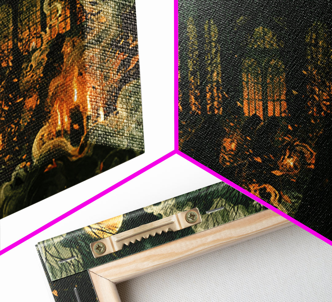 The Black Lace Haunted Conservatory - Procession Scene, Gothic Home Decor, Landscape Wall Art, Canvas Print, Halloween Home Decor