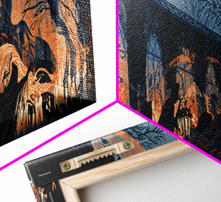 The Black Lace Haunted Conservatory - Procession Scene, Dark Fantasy Wall Art, Extra Wide Wall Art, Canvas Print, Halloween Home Decor