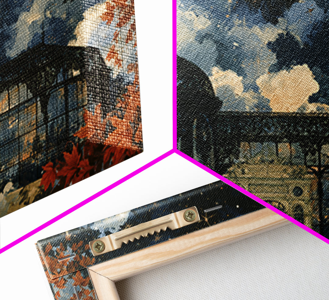 The Black Lace Haunted Conservatory - Surreal Celestial Vision, Gothic Home Decor, Landscape Wall Art, Canvas Print, Halloween Home Decor