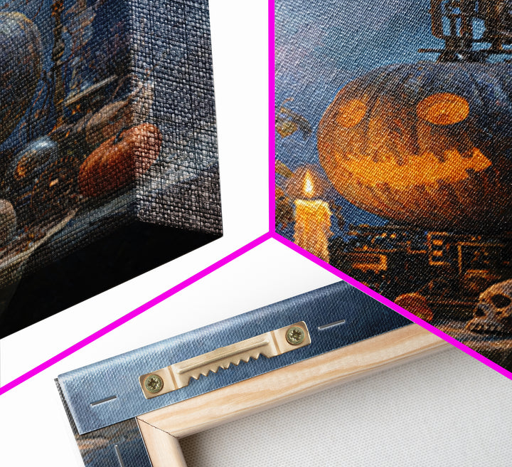 The Clockwork Jack-O-Lantern - Occult Still Life, Halloween Wall Art, Square Wall Art, Framed Canvas Print, Halloween Home Decor