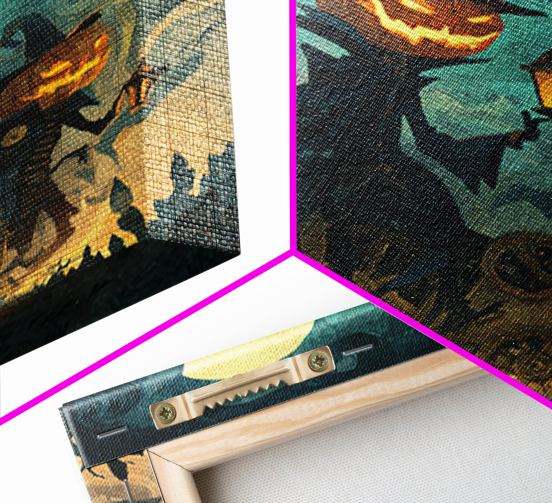 The Clockwork Jack-O-Lantern - Procession Scene, Spooky Wall Decor, Square Wall Art, Framed Canvas Print, Halloween Home Decor