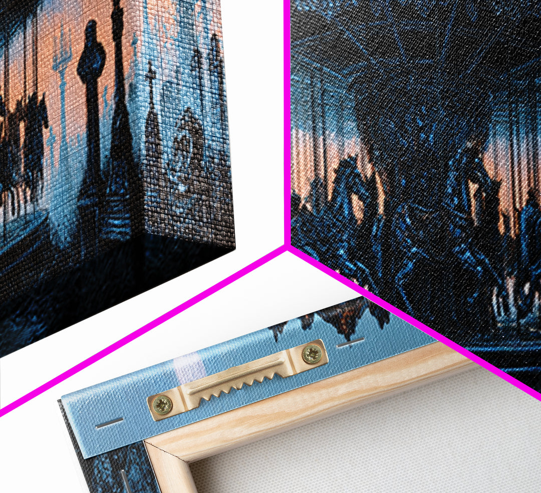The Graveyard Carousel - Icon Portrait, Dark Fantasy Wall Art, Extra Wide Wall Art, Canvas Print, Halloween Home Decor, Gothic Wall Art