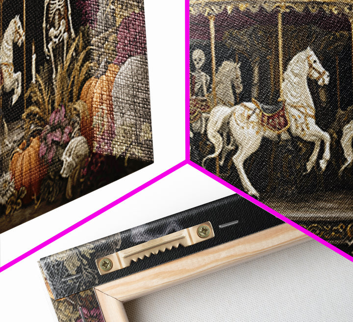 The Graveyard Carousel - Occult Still Life, Occult Wall Decor, Wide Panoramic Art, Canvas Print, Halloween Home Decor, Gothic Wall Art