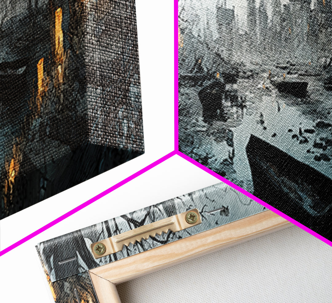 The Floating Coffin Garden - Environmental Panorama, Dark Fantasy Wall Art, Extra Wide Wall Art, Canvas Print, Halloween Home Decor