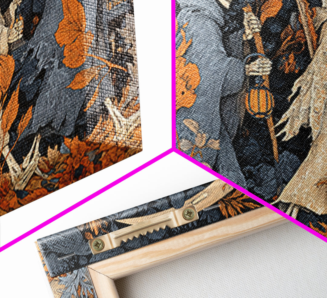 The Autumn Reaper Parade - Occult Still Life, Halloween Wall Art, Landscape Wall Art, Framed Canvas Print, Halloween Home Decor
