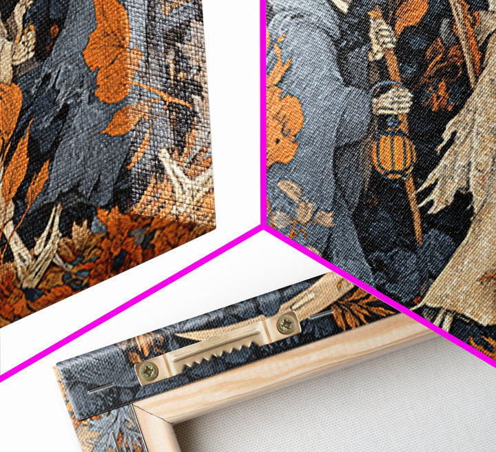 The Autumn Reaper Parade - Occult Still Life, Halloween Wall Art, Landscape Wall Art, Framed Canvas Print, Halloween Home Decor