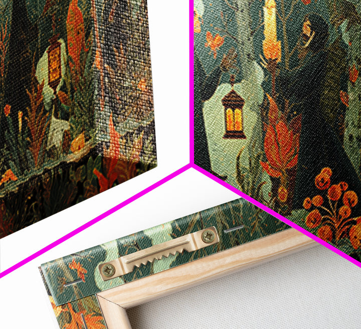 The Autumn Reaper Parade - Occult Still Life, Occult Wall Decor, Wide Panoramic Art, Canvas Print, Halloween Home Decor, Gothic Wall Art