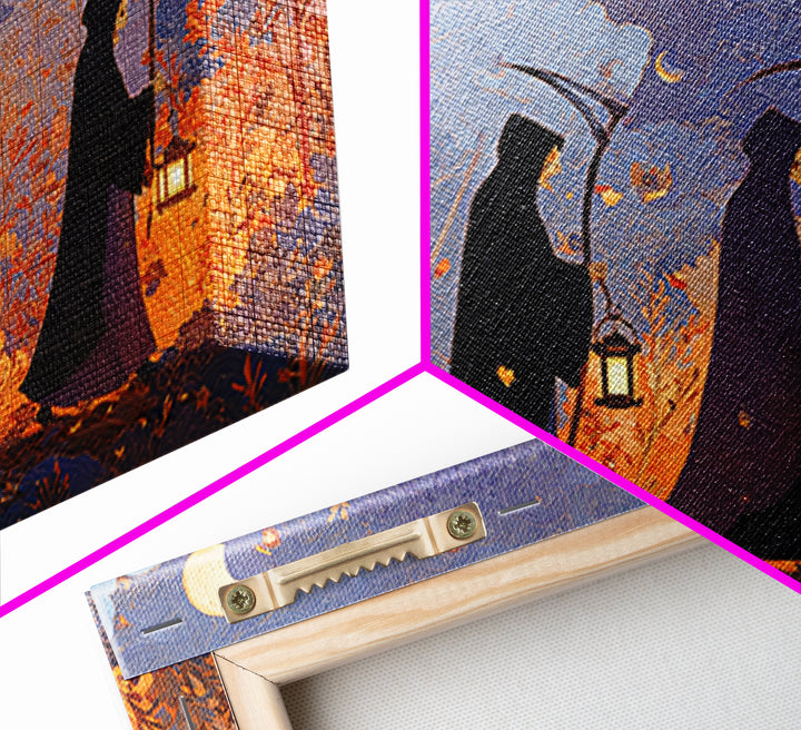 The Autumn Reaper Parade - Surreal Celestial Vision, Spooky Wall Decor, Landscape Wall Art, Framed Canvas Print, Halloween Home Decor