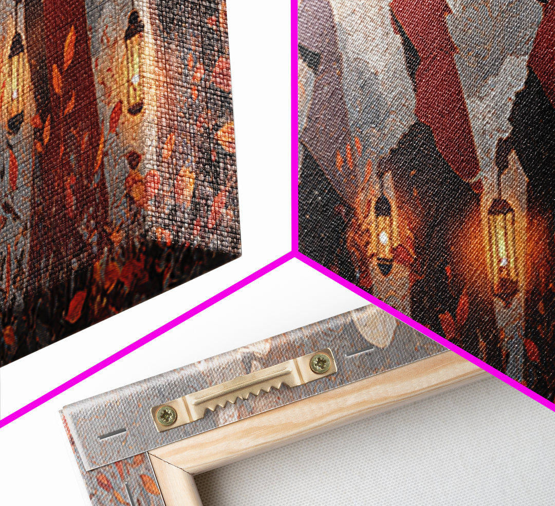 The Autumn Reaper Parade - Surreal Celestial Vision, Spooky Wall Decor, Extra Wide Wall Art, Framed Canvas Print, Halloween Home Decor