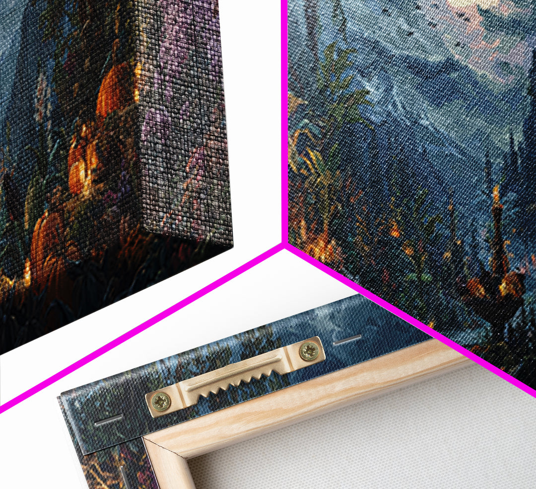 The Witch Queen Greenhouse - Environmental Panorama, Dark Fantasy Wall Art, Extra Wide Wall Art, Canvas Print, Halloween Home Decor