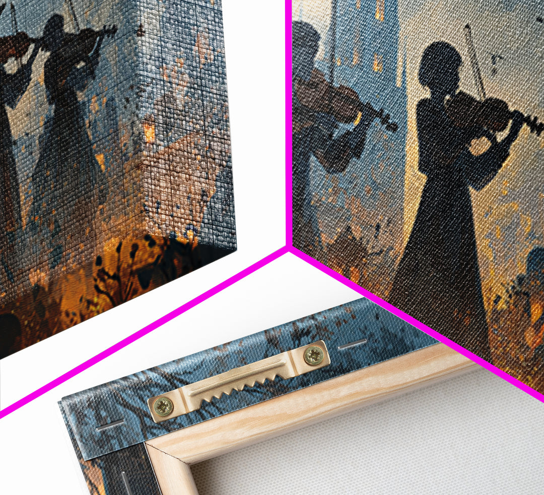 The Ghostly Violin Procession - Procession Scene, Occult Wall Decor, Wide Panoramic Art, Canvas Print, Halloween Home Decor, Gothic Wall Art