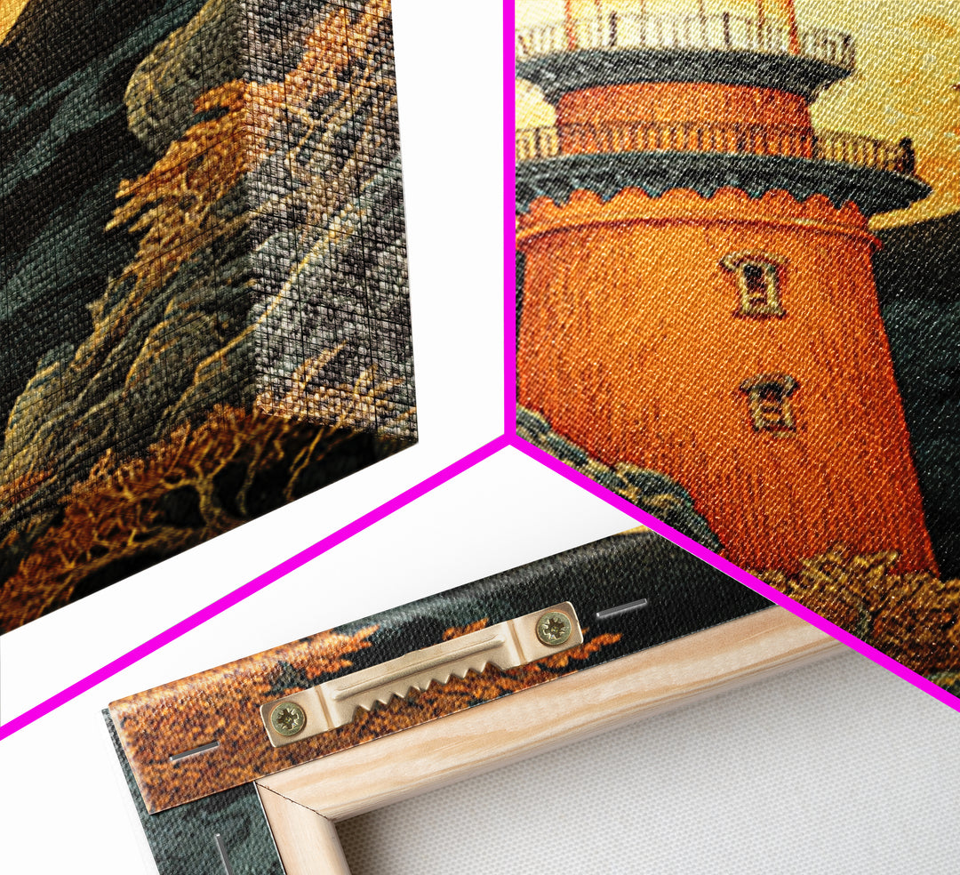 The Pumpkin Moon Lighthouse - Icon Portrait, Gothic Home Decor, Vertical Wall Art, Canvas Print, Halloween Home Decor, Gothic Wall Art