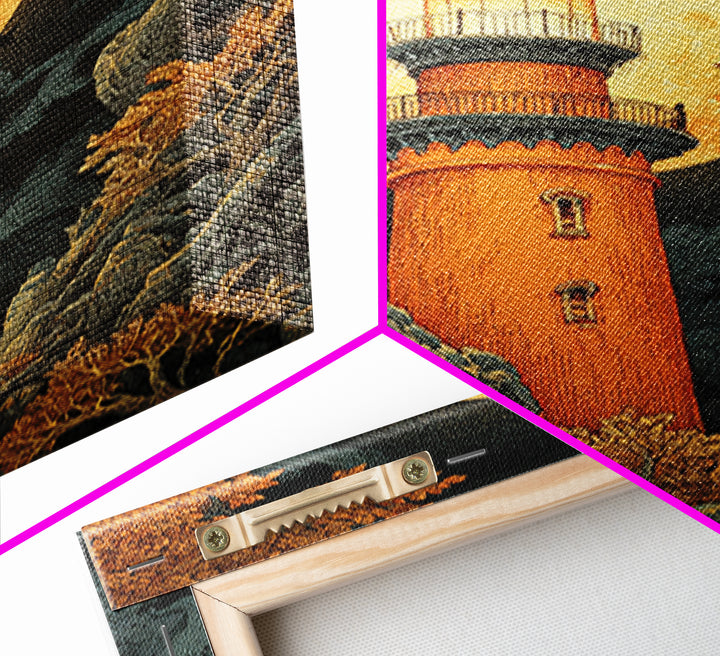 The Pumpkin Moon Lighthouse - Icon Portrait, Gothic Home Decor, Vertical Wall Art, Canvas Print, Halloween Home Decor, Gothic Wall Art