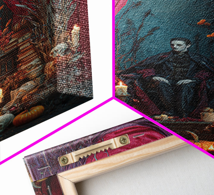 The Velvet Vampire Conservatory - Occult Still Life, Macabre Halloween Art, Vertical Wall Art, Framed Canvas Print, Halloween Home Decor