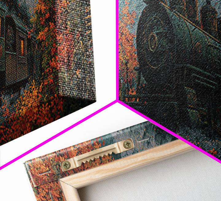 The Phantom Train Of October - Procession Scene, Spooky Wall Decor, Extra Wide Wall Art, Framed Canvas Print, Halloween Home Decor