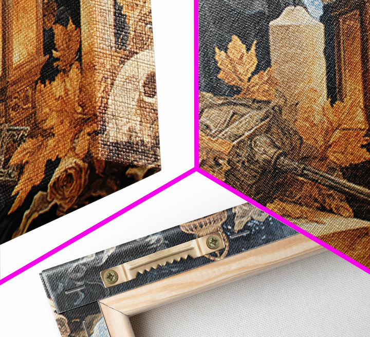 The Bone Key Still Life - Procession Scene, Spooky Wall Decor, Landscape Wall Art, Framed Canvas Print, Halloween Home Decor