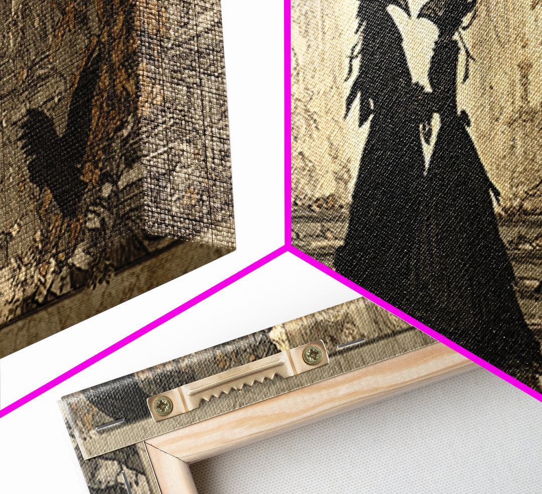 The Raven-Masked Ballroom - Icon Portrait, Gothic Home Decor, Extra Wide Wall Art, Canvas Print, Halloween Home Decor, Gothic Wall Art