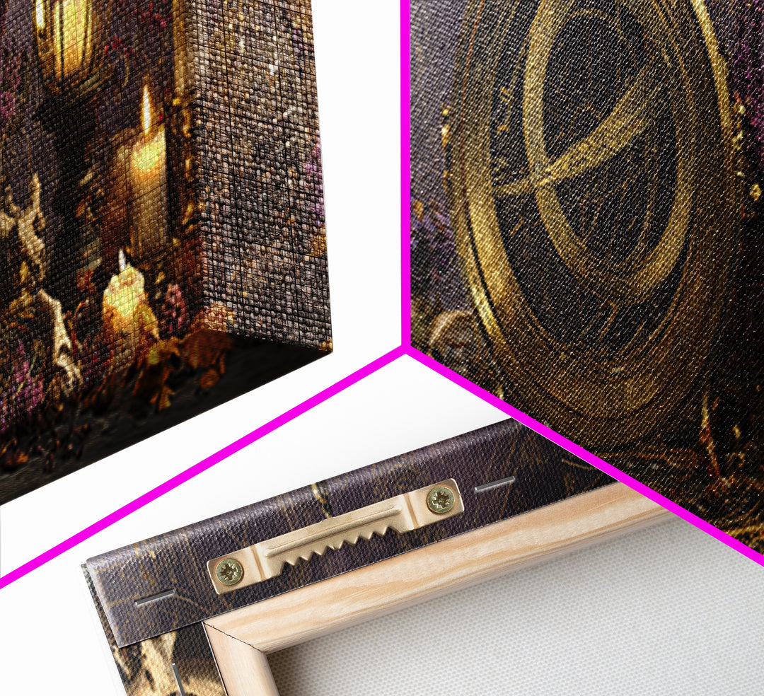 The Cursed Astrolabe - Occult Still Life, Halloween Wall Art, Extra Wide Wall Art, Framed Canvas Print, Halloween Home Decor