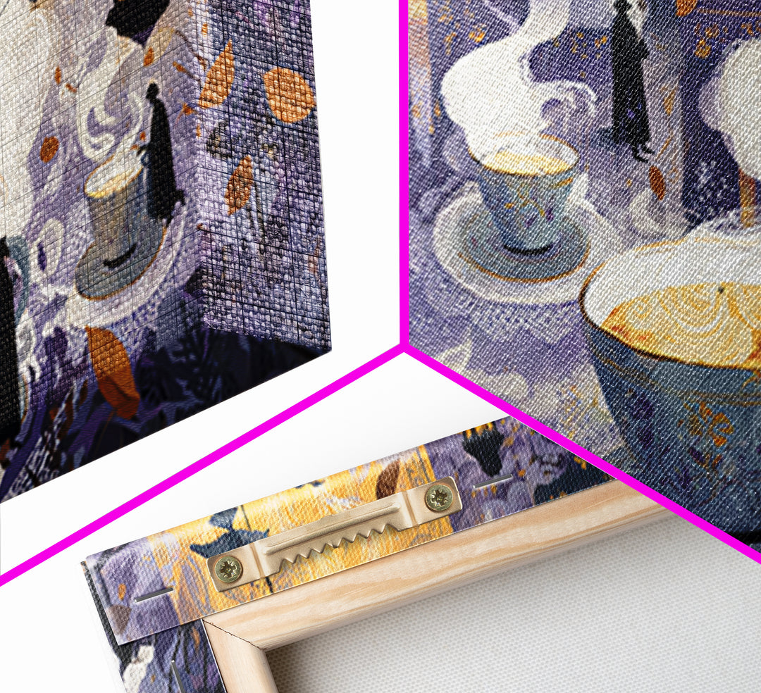 The Haunted Teacup Seance - Procession Scene, Dark Fantasy Wall Art, Wide Panoramic Art, Canvas Print, Halloween Home Decor, Gothic Wall Art