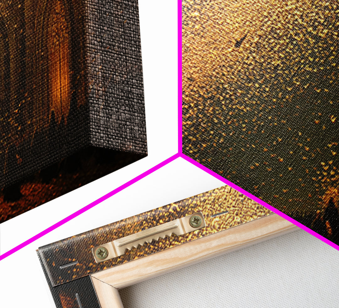 The Golden Bat Swarm - Procession Scene, Occult Wall Decor, Wide Panoramic Art, Canvas Print, Halloween Home Decor, Gothic Wall Art