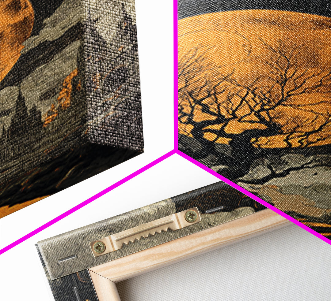 The Witch Astronomical Cabinet - Environmental Panorama, Macabre Halloween Art, Vertical Wall Art, Framed Canvas Print, Halloween Home Decor