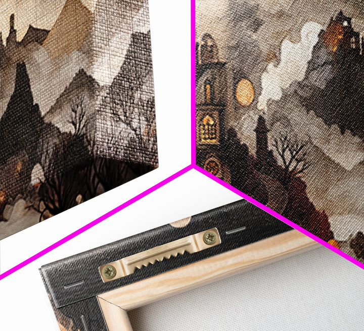 The Witch Astronomical Cabinet - Environmental Panorama, Halloween Wall Art, Wide Panoramic Art, Framed Canvas Print, Halloween Home Decor